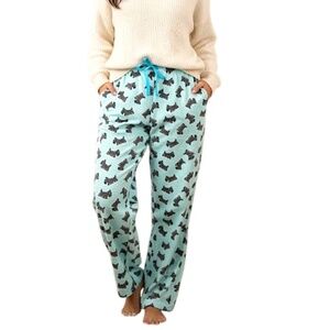 Aqua blue cotton flannel Scottie dog lounge pants pyjama pants XXL / 20